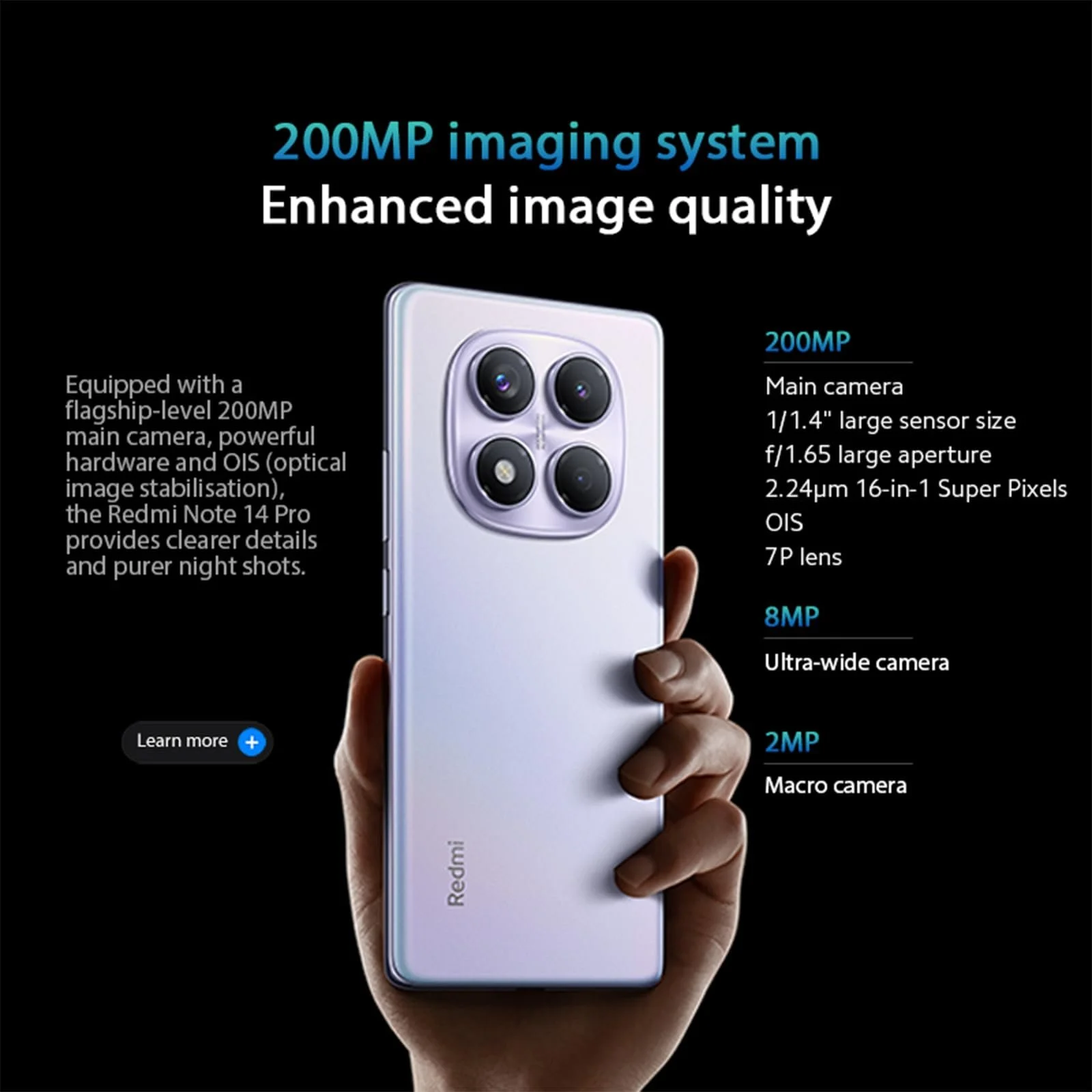 Смартфон Xiaomi Redmi Note 14 Pro 4G 256GB Aurora Purple, фото №5