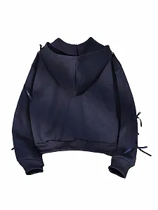 Толстовка SweatyRocks для девочек, милая толстовка с капюшоном, на молнии, с лентой, с длинными рукавами, повседневная куртка synthetic.ua - Фото 1