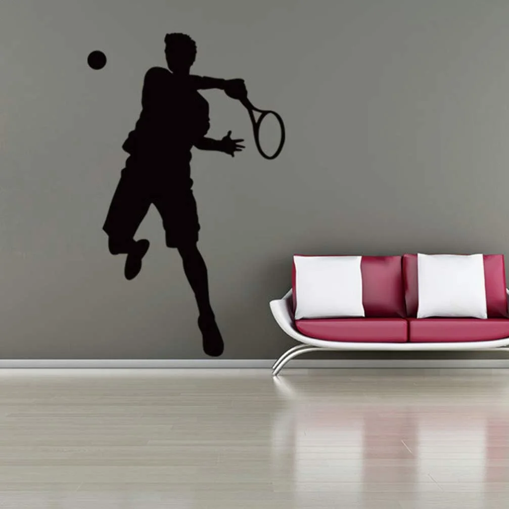 Наклейка на стіну BESPORTBLE Тенісист Вінілова Чорна, фото №4