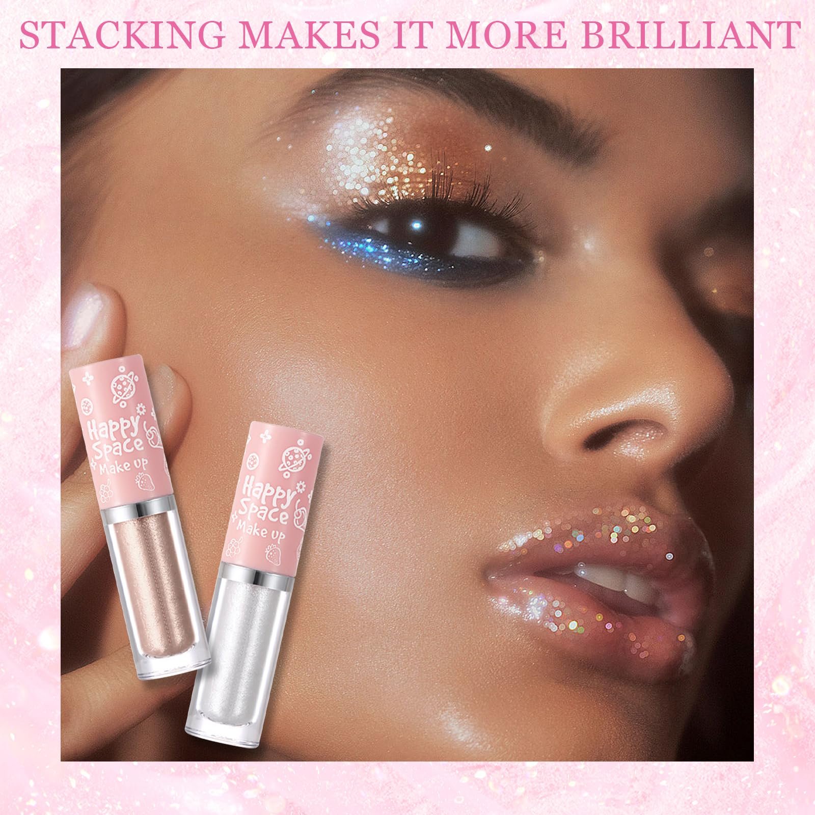 Тіні для повік Glitter Liquid Eyeshadow Diamond Гліттер Водостійкий (Діамант), фото №6