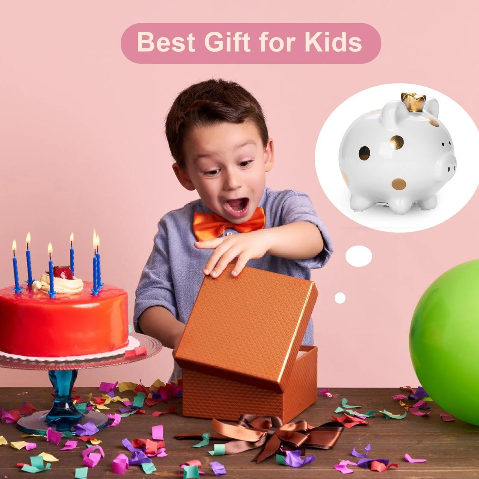 Скарбничка Свинка з короною Керамічна, фото №6