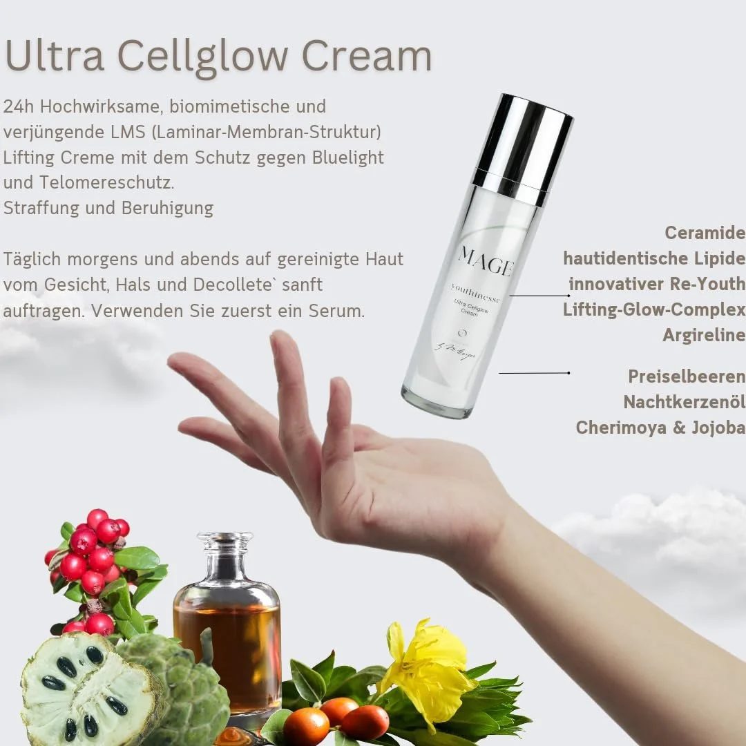 Крем для обличчя MAGE Ultra Cellglow антивіковий ліфтинг з органічним BTX веганський, фото №3 Крем для обличчя MAGE Ultra Cellglow антивіковий ліфтинг з органічним BTX веганський, фото №3