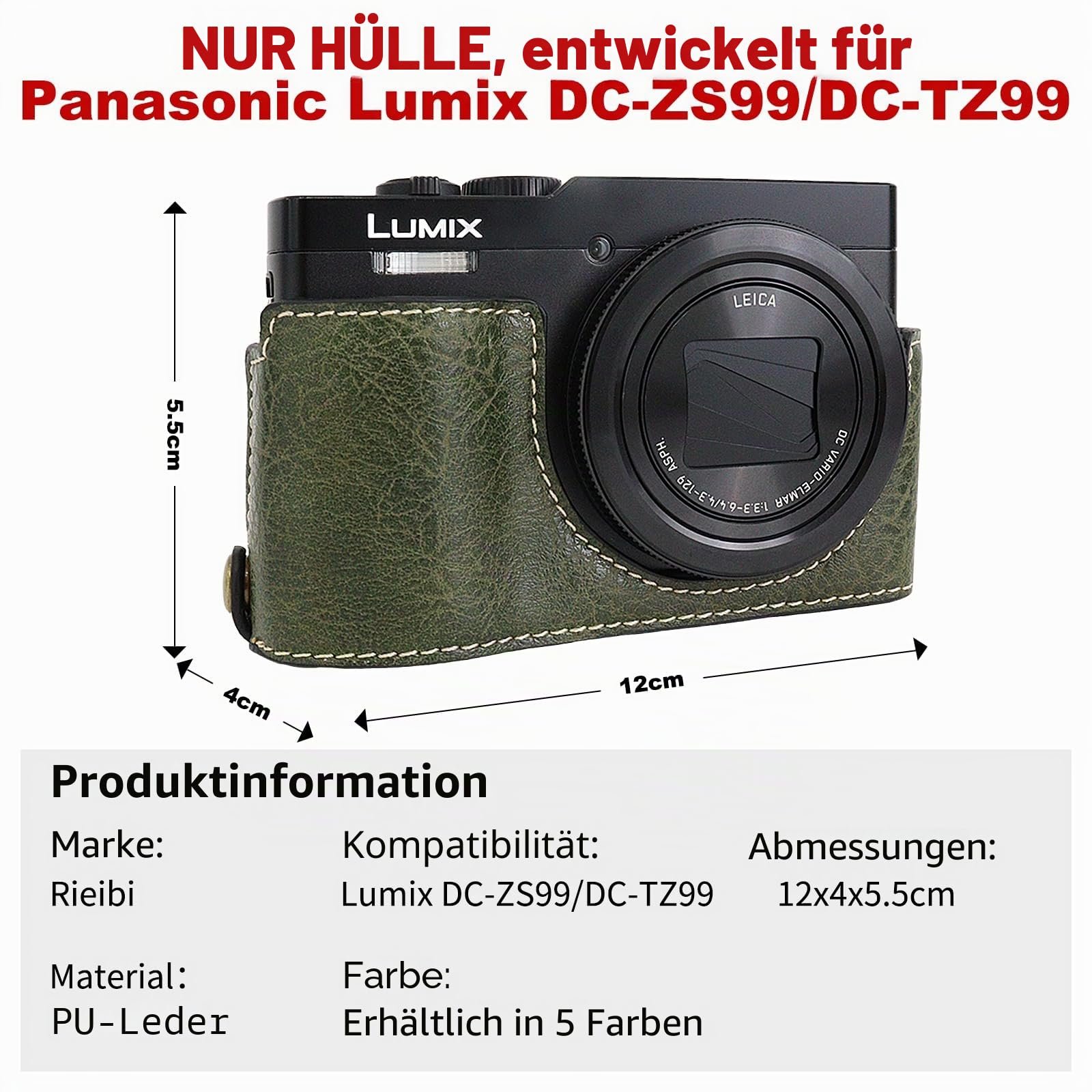 Чехол для камеры Rieibi Panasonic Lumix DC-TZ99 PU кожа со съемным плечевым ремнем, фото №2 Чехол для камеры Rieibi Panasonic Lumix DC-TZ99 PU кожа со съемным плечевым ремнем, фото №2