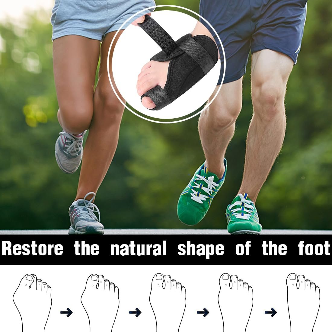 Шина для коррекции Hallux Valgus (1 пара) для дневной и ночной поддержки, нескользящий разделитель для пальцев ног, корректирующие носки для унисекс, фото №3