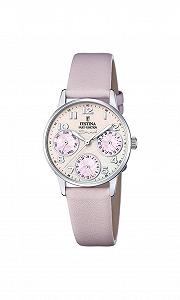 Жіночий годинник Festina F20540, корпус з нержавіючої сталі 316L, сірий, сріблястий, гумовий ремінець, рожевий ремінець - Фото 1