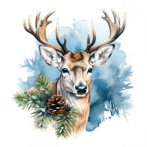 Наклейка на стіну GRAZDesign Різдвяний олень 32 x 30 см Синя - Фото 1