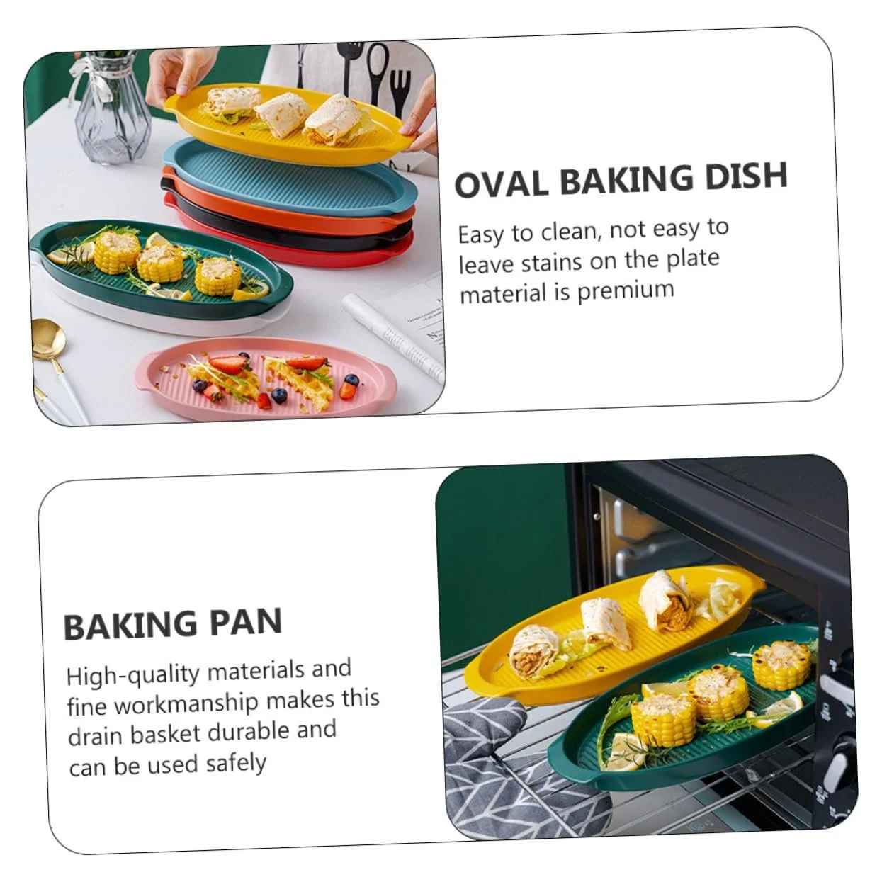 Форма для запікання SECFOU керамічна овальна з ручками термостійка темно-зелена, фото №3