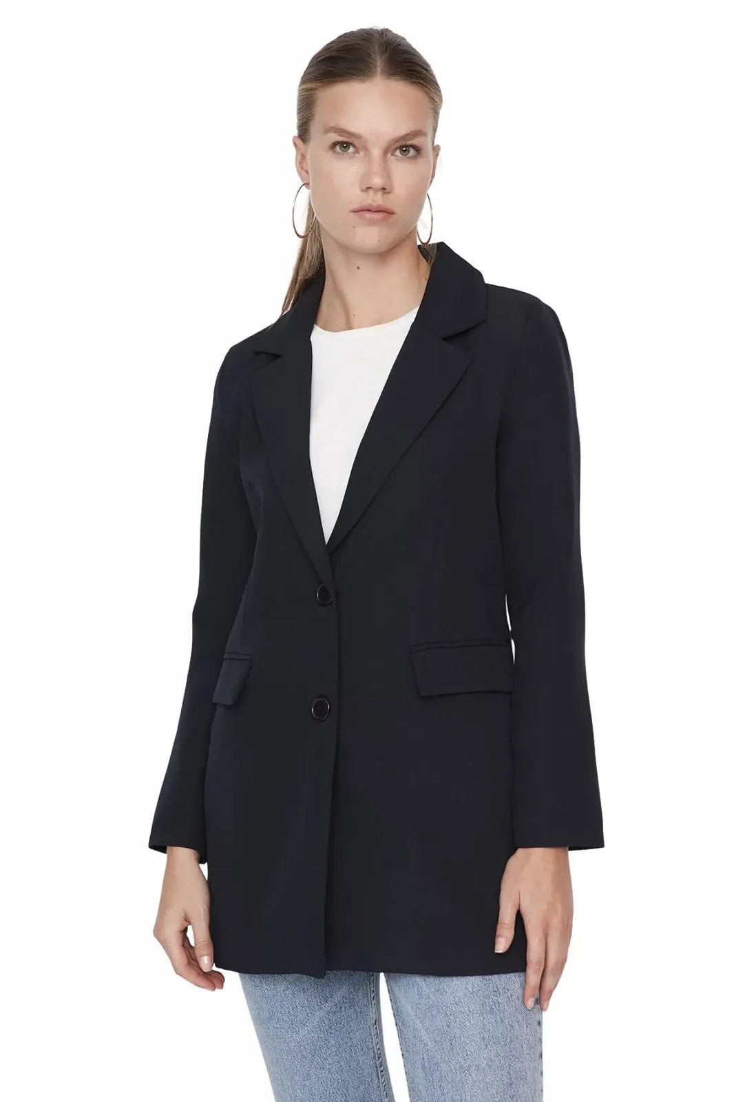 Куртка TRENDYOL Двубортный Обычный Однотонный, фото №3 Куртка TRENDYOL Двубортный Обычный Однотонный, фото №3