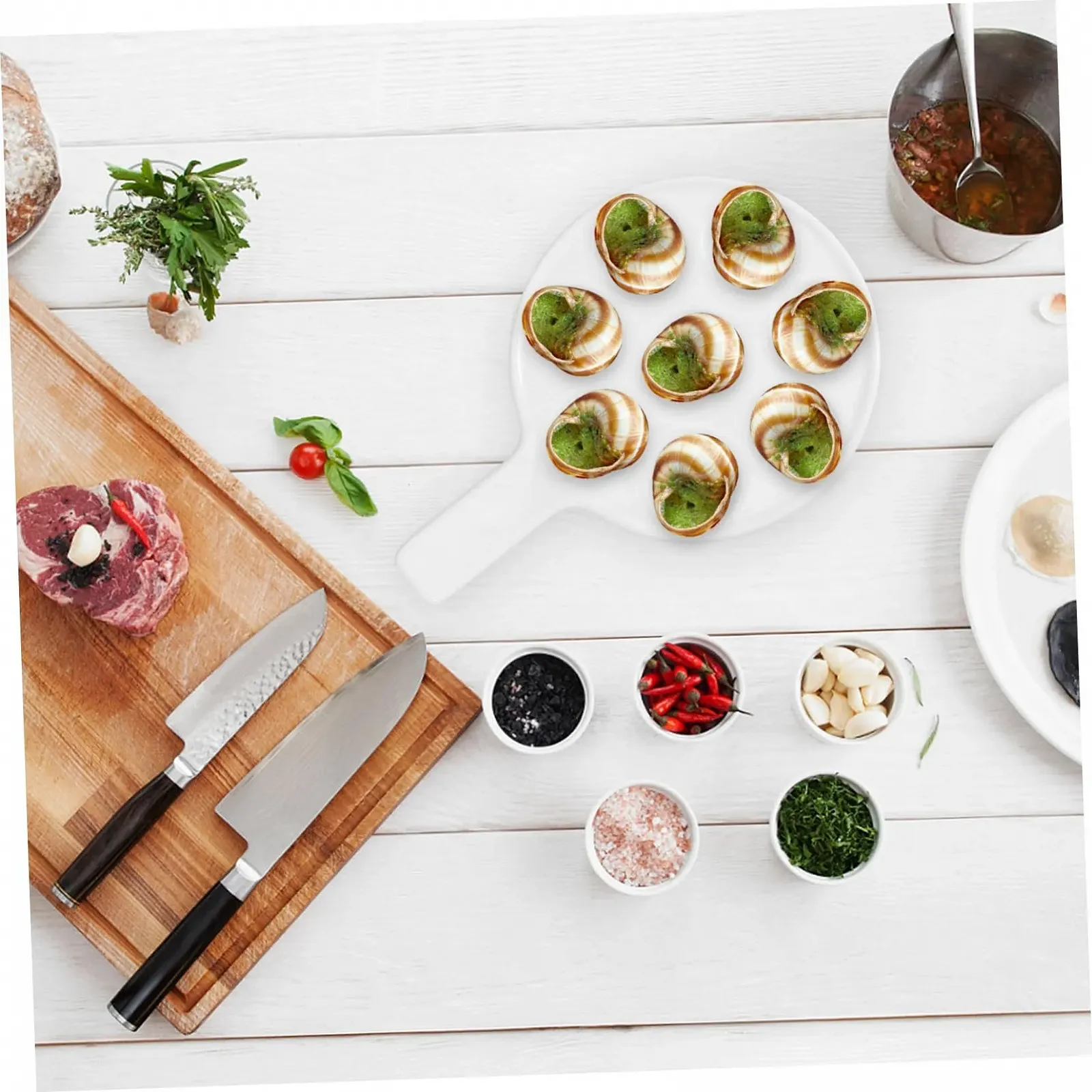 Форма для випікання Sosoport Porcelain Escargot керамічна з отворами та ручками термостійка, фото №5