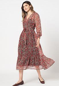 Сукня ONLIRENA LIFE L/S MIDI DRESS WVN 15243143-Urban Red-AOP:ROCKING PAISLEY ONLY Червоний XS - Фото 1