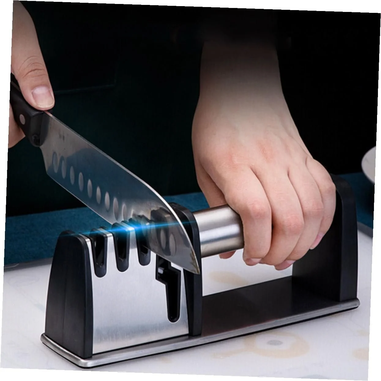 Точилка для ножей и ножниц 4-ступенчатая эргономичная, фото №8