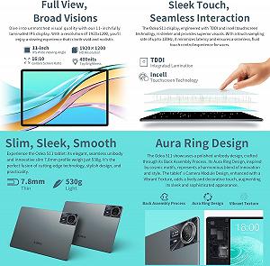 Планшет 11" Full HD ODEA S11 6+10/256Gb 4G 2-SIM 8 ядер Android 14 8000 mAh Серый synthetic.ua - Фото 1