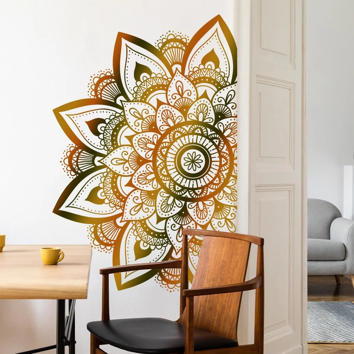 Наклейка на стіну Runtoo Mandala Large Gold Boho Flowers Золотиста, фото №2