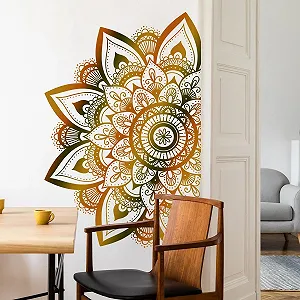 Наклейка на стіну Runtoo Mandala Large Gold Boho Flowers Золотиста synthetic.ua - Фото 1