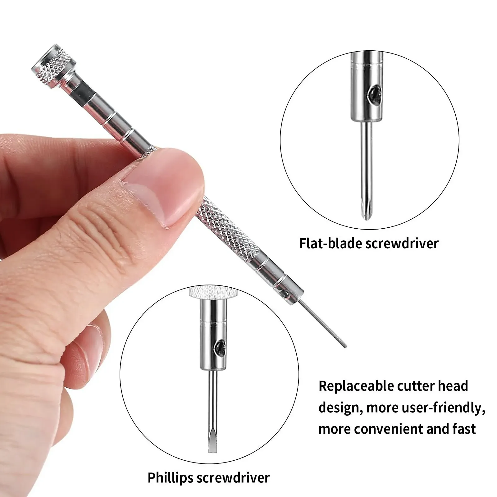 Набор отверток Watchmaker Precision 10 шт. для ремонта часов очков с размагнитивателем и молотком, фото №3