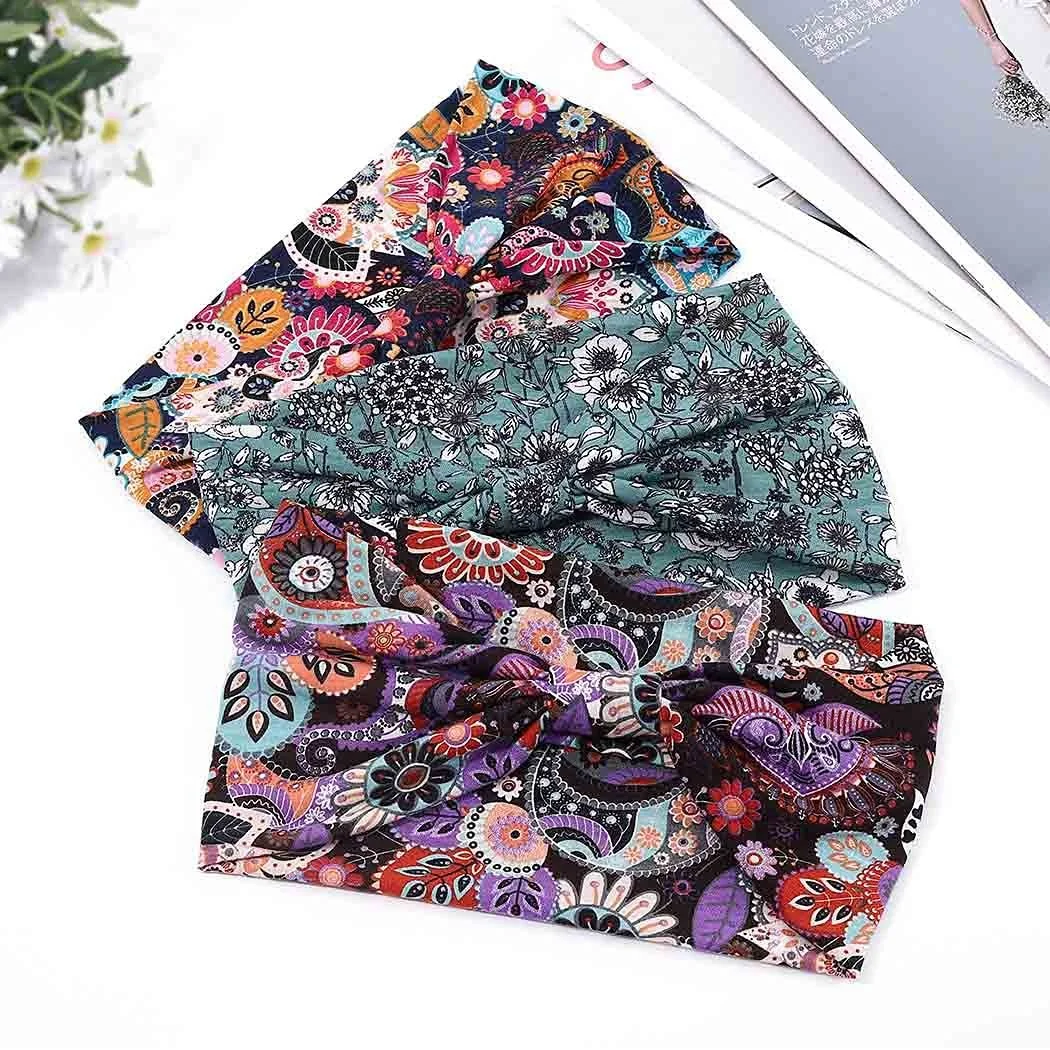 Пов'язка на голову для йоги Yean Широка Квіткова, фото №2 Пов'язка на голову для йоги Yean Широка Квіткова, фото №2