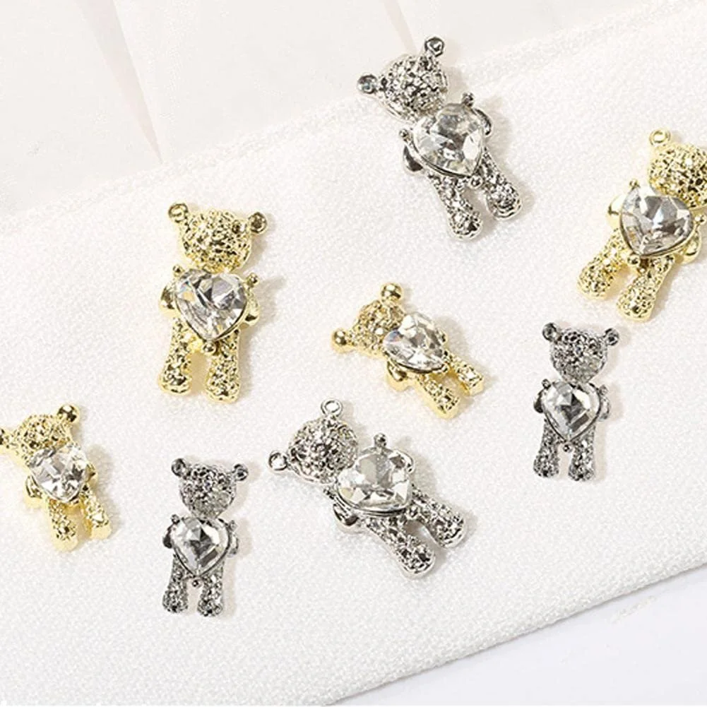 Стрази для нігтів Ведмедик Кристалічні прикраси у формі серця., фото №2