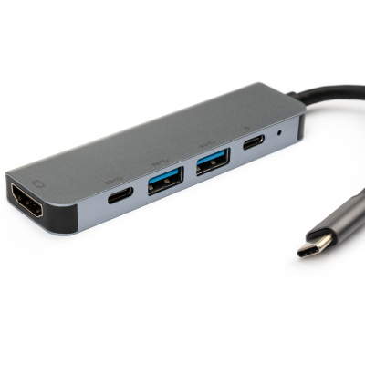 Концентратор Vinga Type-C to 4K HDMI+2*USB3.0+PD+USB-C 3.1 Gen1 aluminum VCPHTC5AL, фото №3