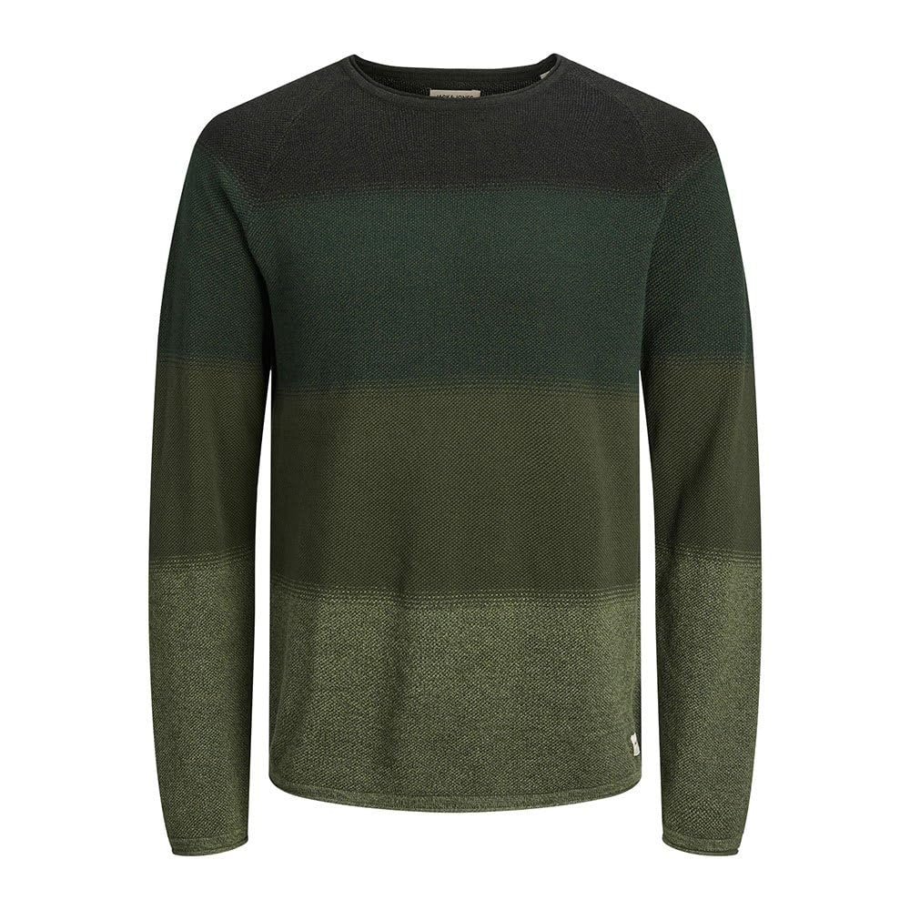 Вязаний пуловер JACK & JONES JJEHILL чоловічий, з круглим вирізом, базовий, з довгими рукавами, бавовняна сорочка, фото №1