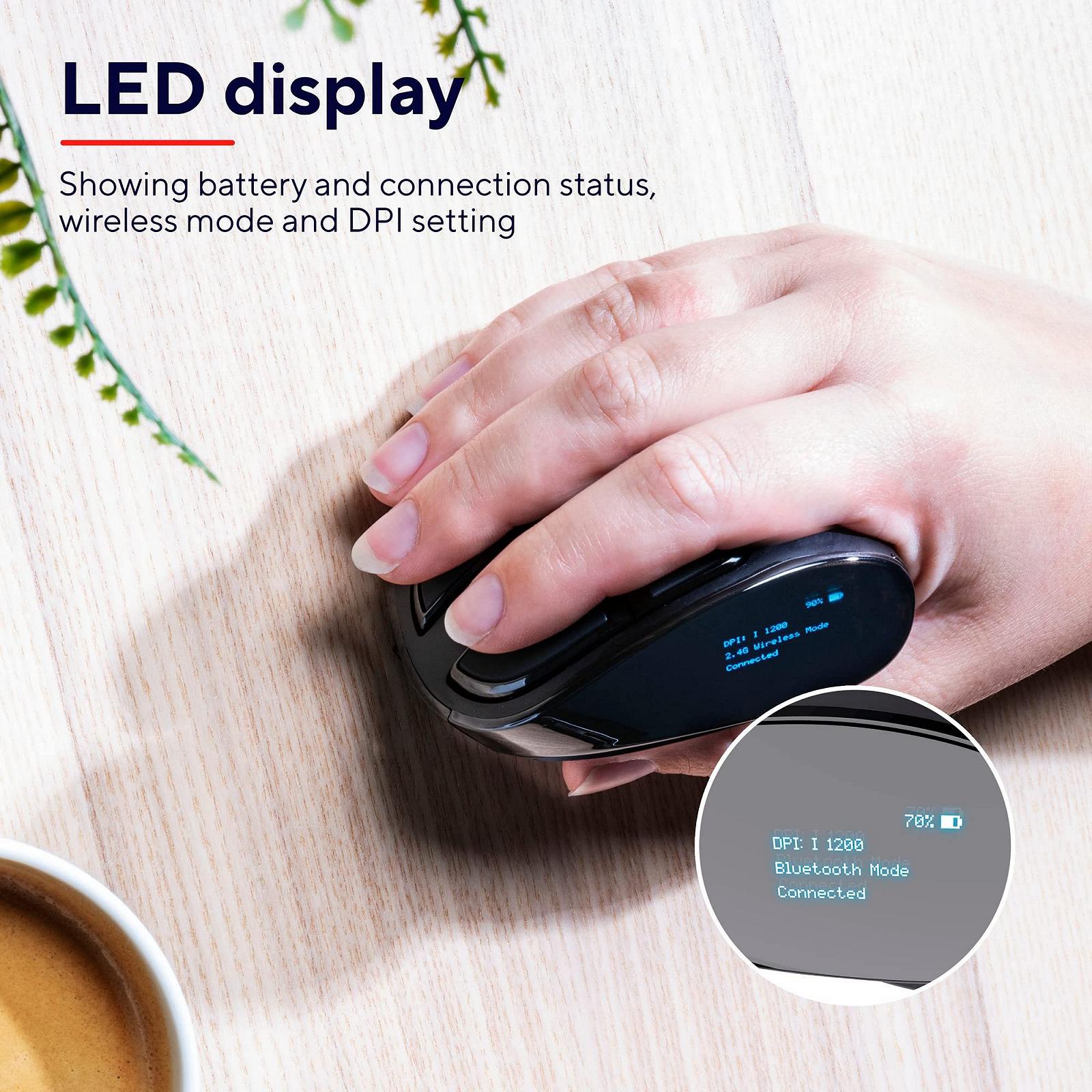 Мышь Trust Voxx Vertical Беспроводная, перезаряжаемая, эргономичная, Bluetooth и 2.4 GHz, 9 кнопок, 1200-2400 DPI, черная, фото №3