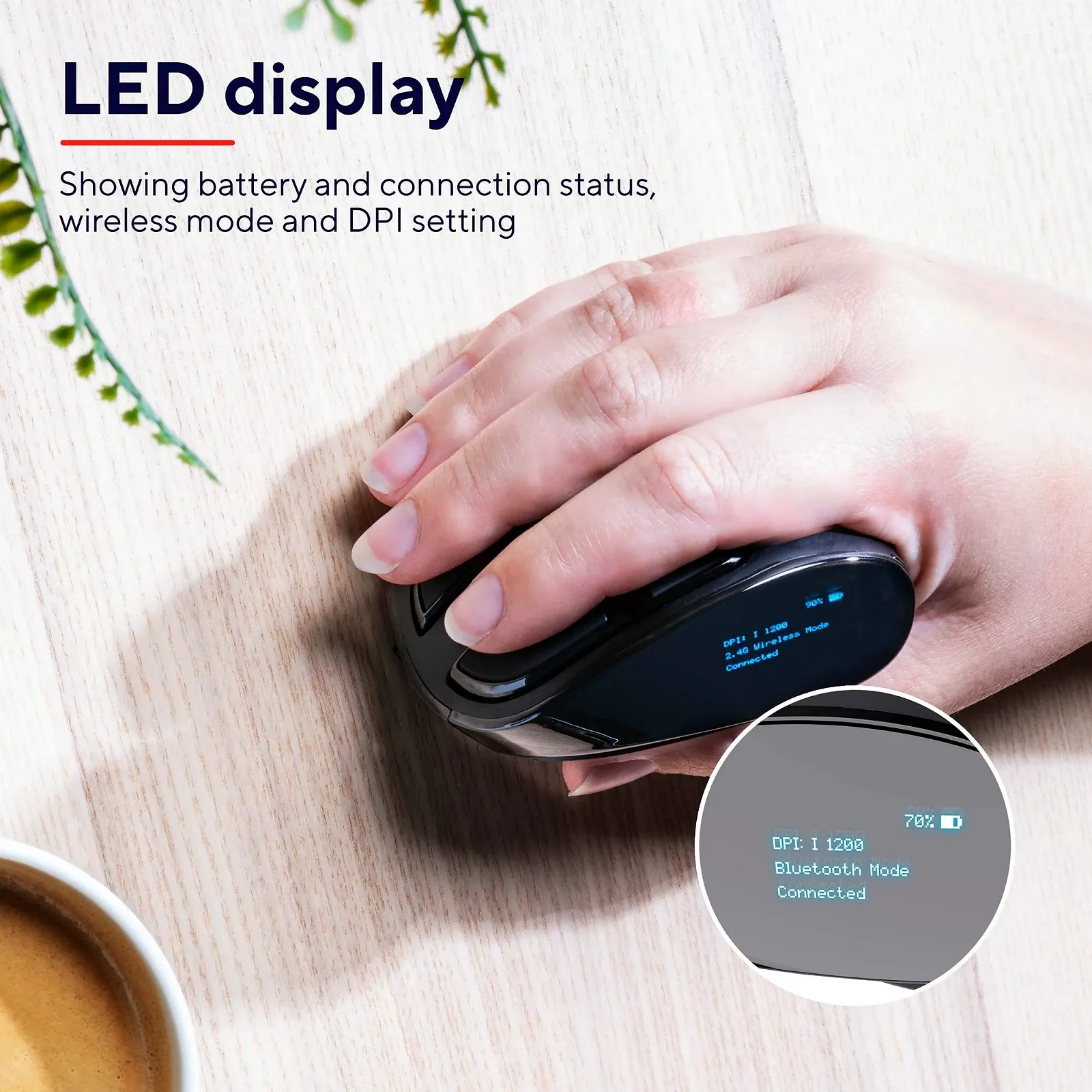 Мышь Trust Voxx Vertical Беспроводная, перезаряжаемая, эргономичная, Bluetooth и 2.4 GHz, 9 кнопок, 1200-2400 DPI, черная, фото №3