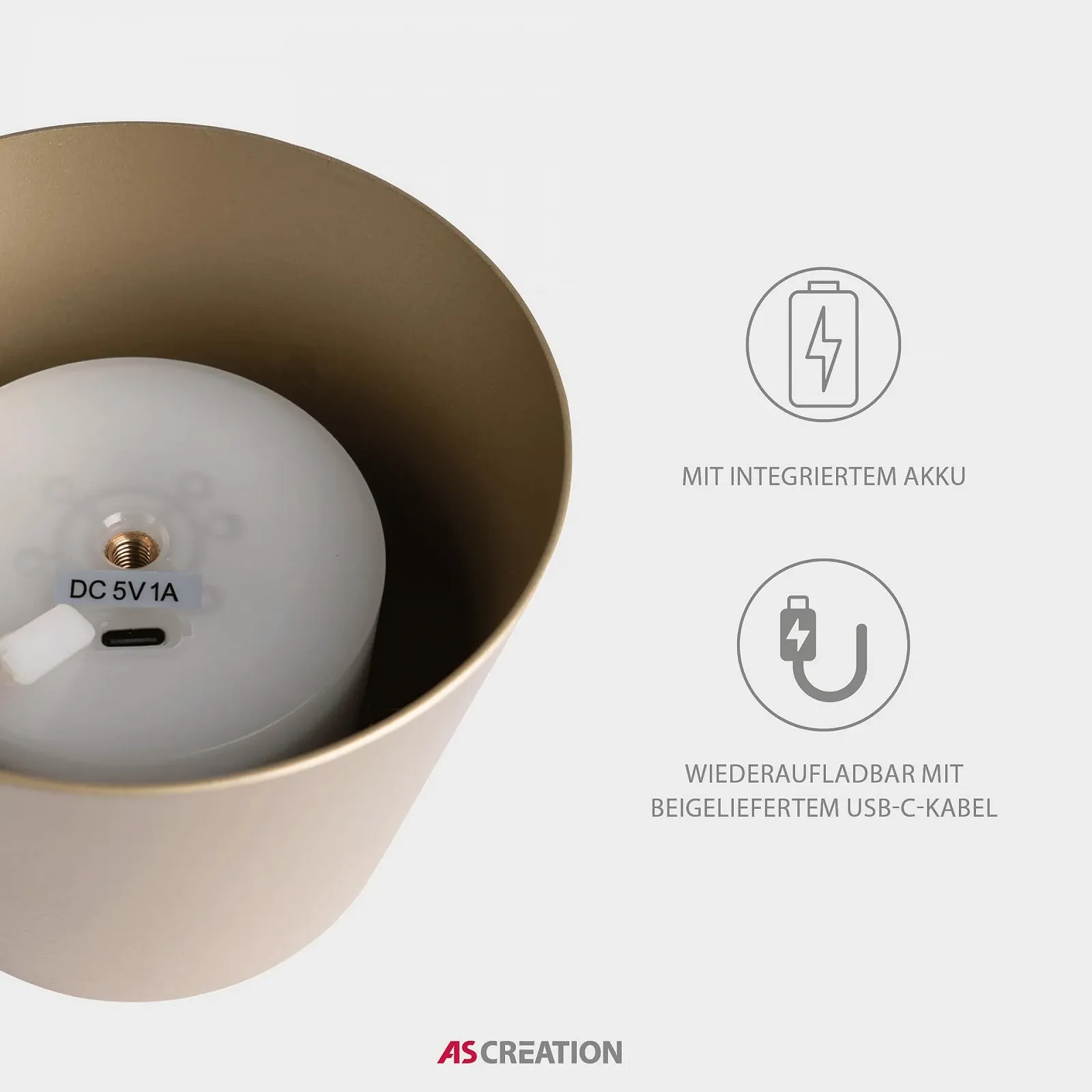 Настільна лампа LED A.S. Création DD129458 бездротова диммована 10x37 см золота, фото №4