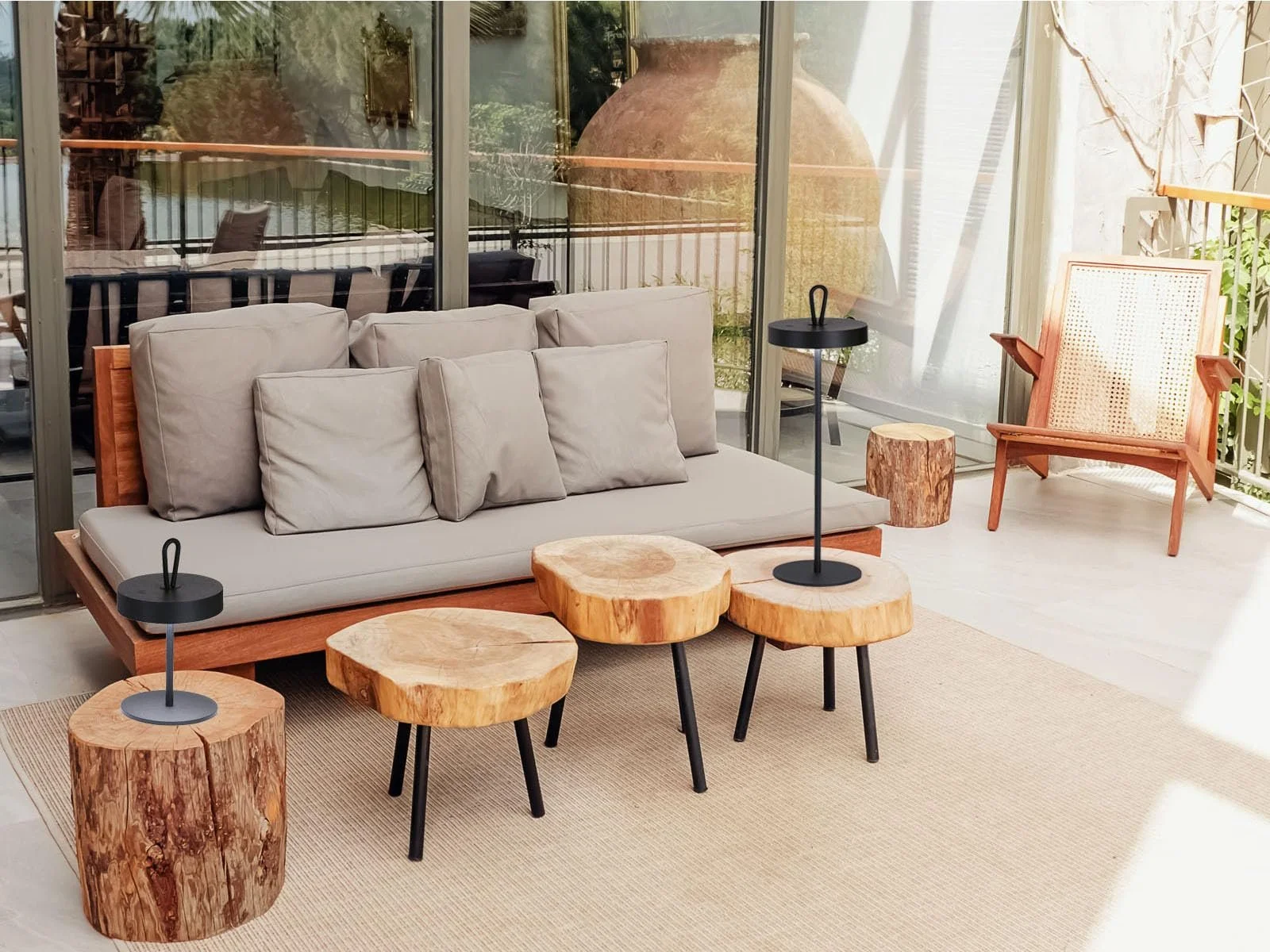 Настільна лампа meineWunschleuchte набір з 2 шт. бездротова вулична димована регульована висота 21-46 см, фото №6