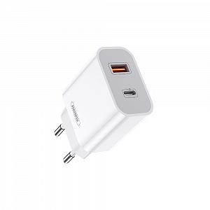 Мережевий зарядний пристрій Remax Surie 2 порти USB Type-C 20W PD QC Білий (RP-U68) - Фото 1