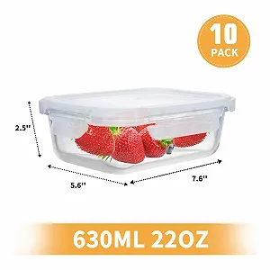 Скляні контейнери для приготування їжі D.M DESIGN·MASTER Набір 10 шт 630 мл з кришкою для духовки та мікрохвильової печі synthetic.ua - Фото 1