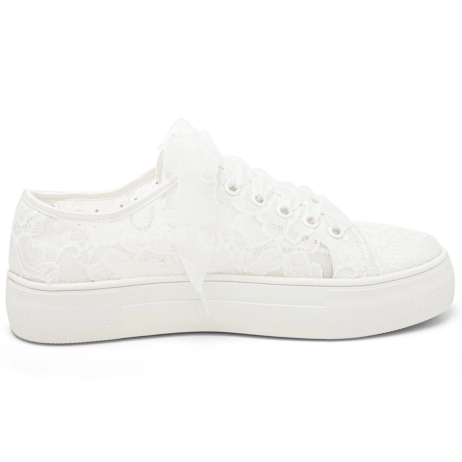 Кросівки Elivandon 9996 Весільні мереживні платформа 3.7 см зі стразами, фото №5