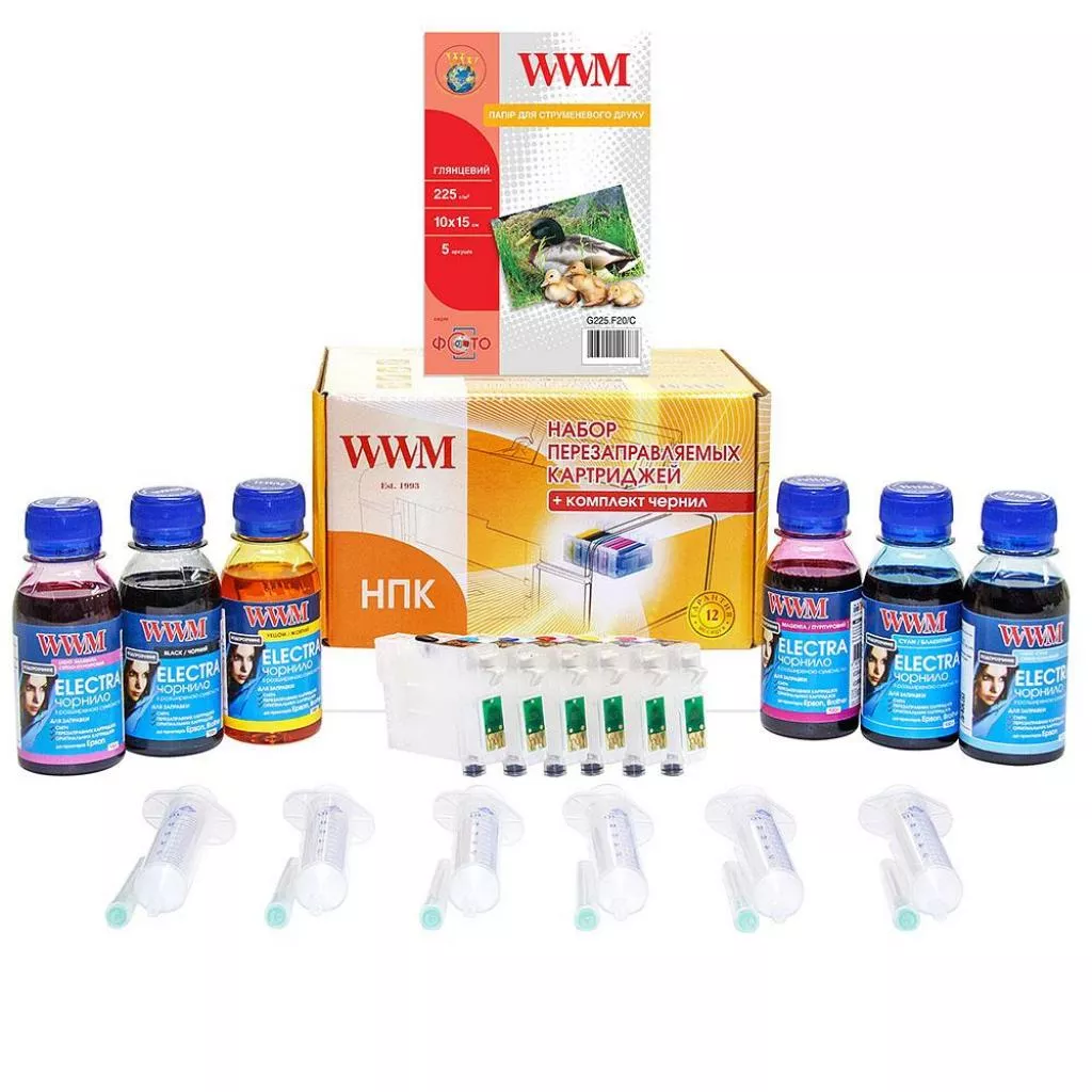 Комплект перезаправляемых картриджей WWM Epson R270/615/T50/59/TX700W/TX710W+ELECTRA (RC.T082U), фото №1