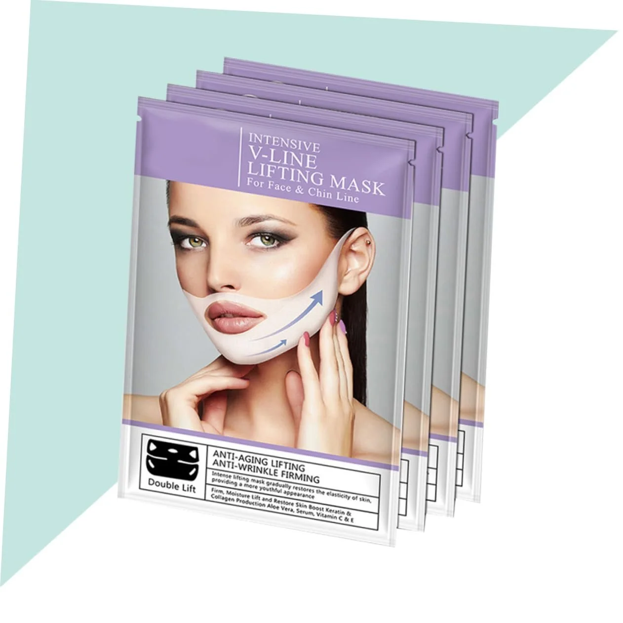 Маска для лица CALLARON Набор 12 штук с двойными ушными крючками, для подтяжки, укрепления и увлажнения, чтобы уменьшить двойной подбородок и улучшить эластичность кожи, фото №8