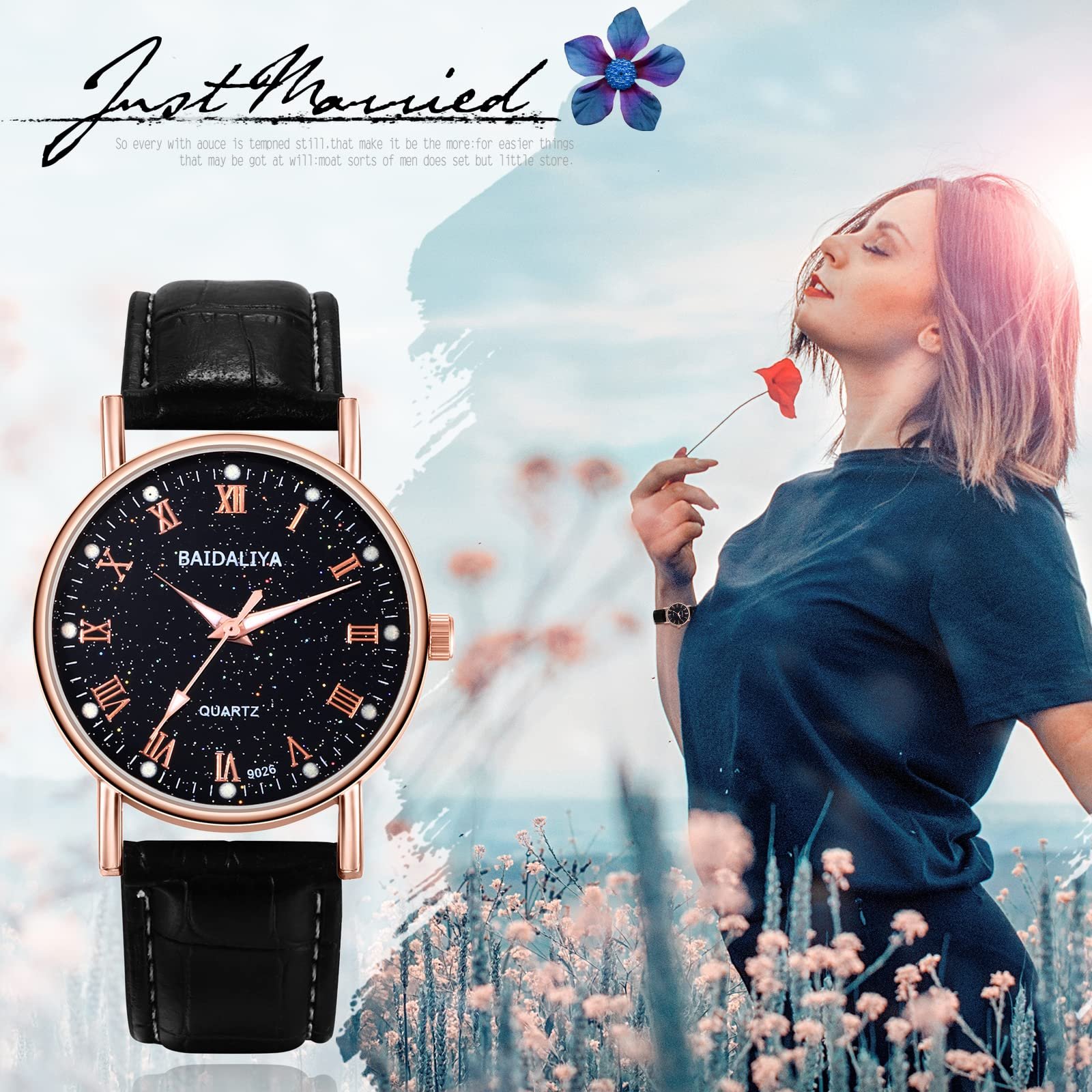 Годинник Кварцовий JewelryWe Аналоговий 30 м Водонепроникний Класичний Зоряне Небо, фото №6