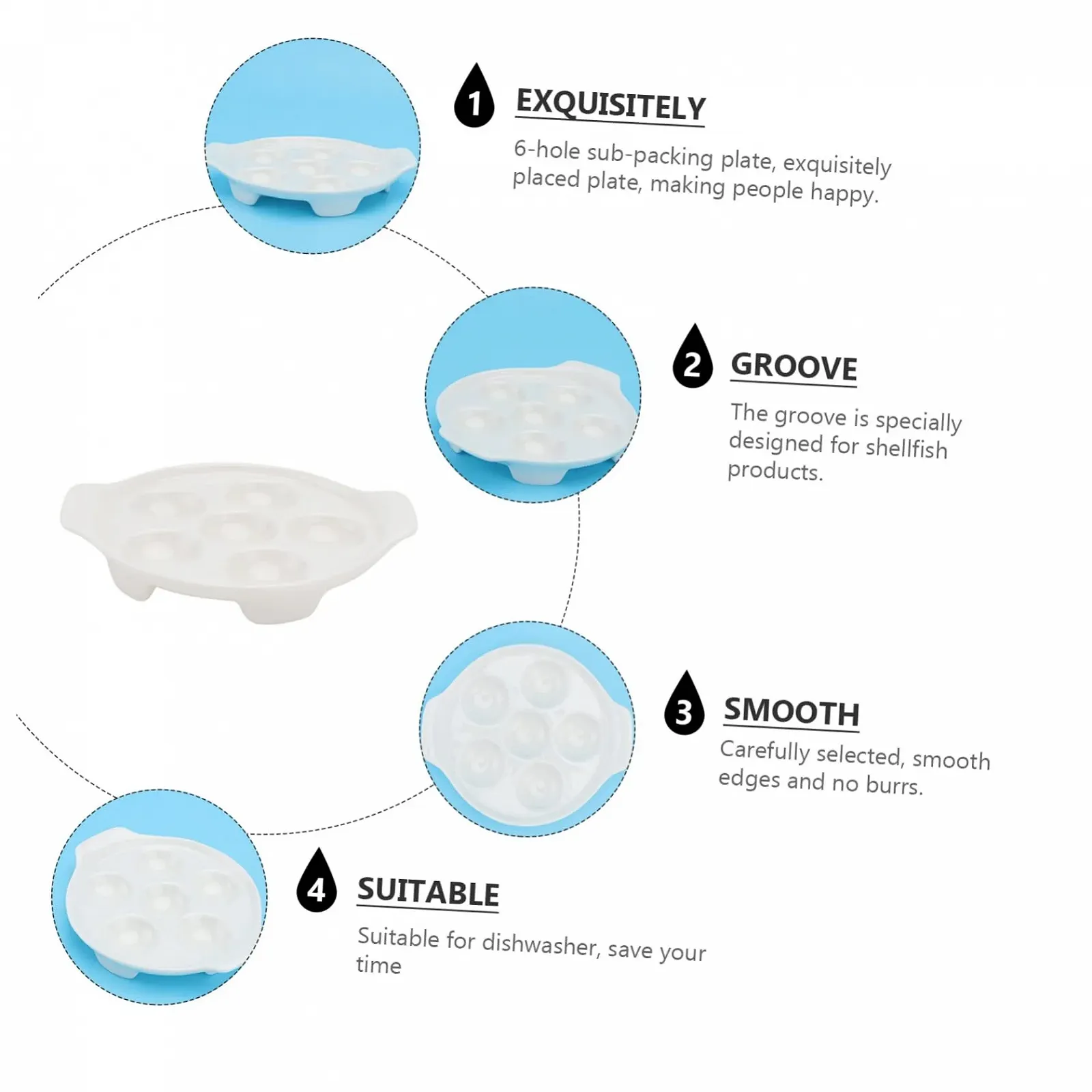 Форма для запекания улиток керамическая с отверстиями термостойкая для посудомоечной машины с нескользящими углублениями Белая, фото №2 Форма для запекания улиток керамическая с отверстиями термостойкая для посудомоечной машины с нескользящими углублениями Белая, фото №2