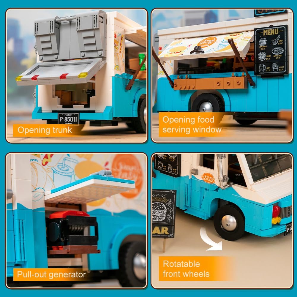 Набір для будівництва PANTASY Nostalgic Food Truck Retro Step Van для підлітків і дорослих Колекційна модель, фото №6
