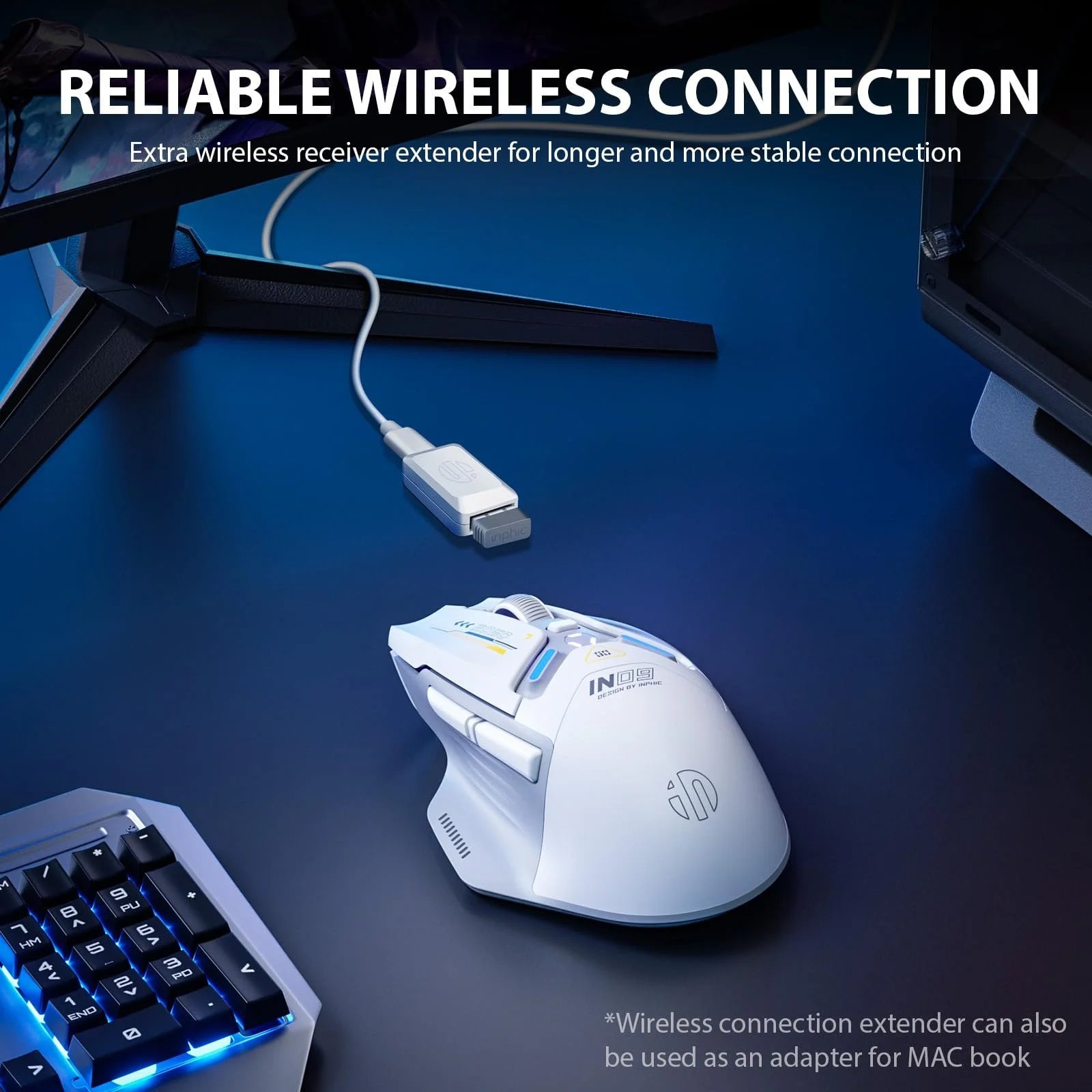 Мышь Игровая Беспроводная inphic IN9 Tri-Mode 2.4G Wireless/Type-C Wired/Bluetooth, 10k DPI, Полностью Программируемая, RGB Подсветка, Перезаряжаемая, фото №4 Мышь Игровая Беспроводная inphic IN9 Tri-Mode 2.4G Wireless/Type-C Wired/Bluetooth, 10k DPI, Полностью Программируемая, RGB Подсветка, Перезаряжаемая, фото №4