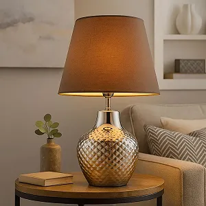 Настільна лампа Nowa LED Ceramic E14 Filament Warm White Dimmable 20 x 32 cm Chrome Brown synthetic.ua - Фото 1