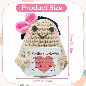 Positive Potato Gifts Creative Knitted Wool Potato Doll Позитивная картошка с бантиком synthetic.ua - Фото 1