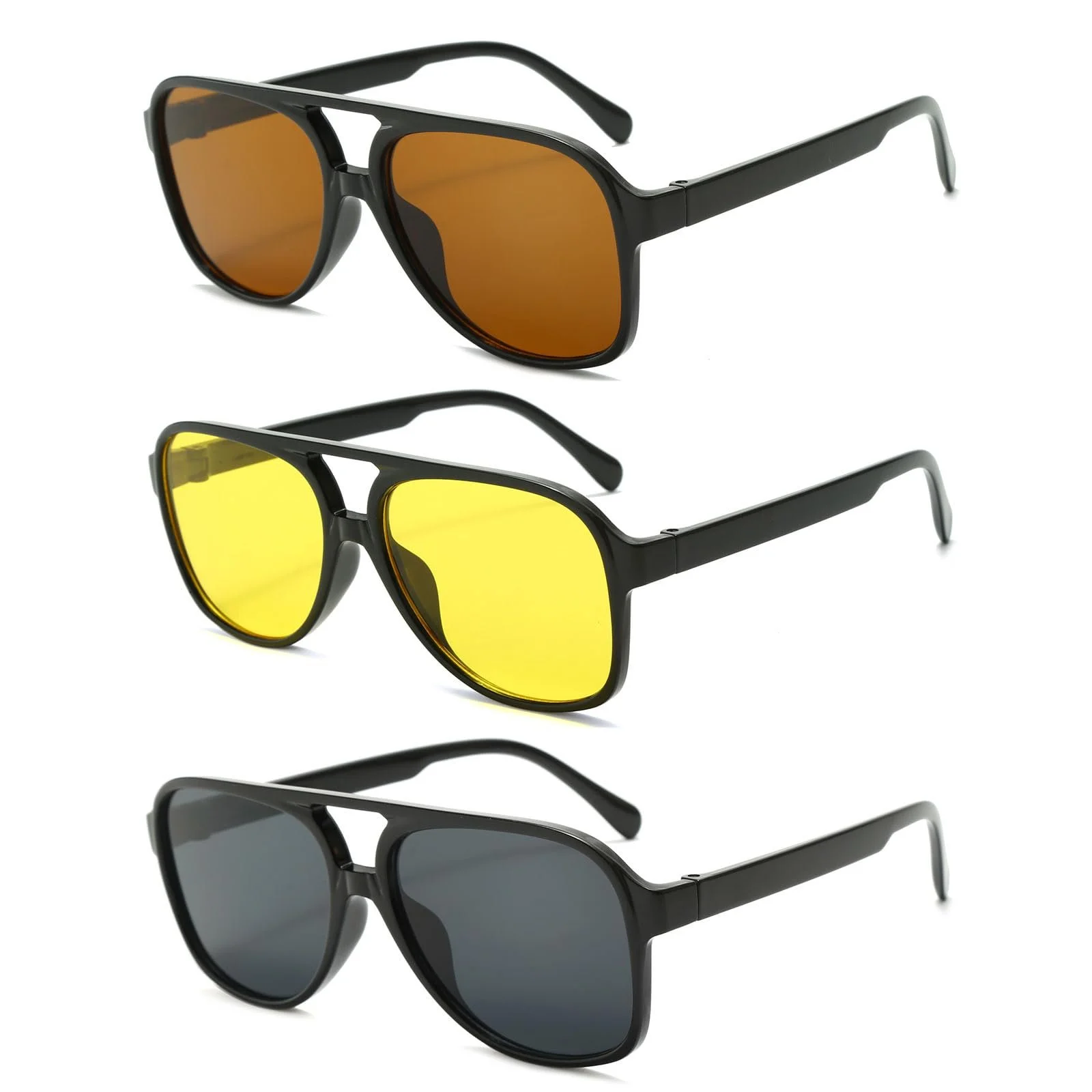 Сонцезахисні окуляри прямокутні YAMEIZE Double Bridge, 6 шт, фото №1