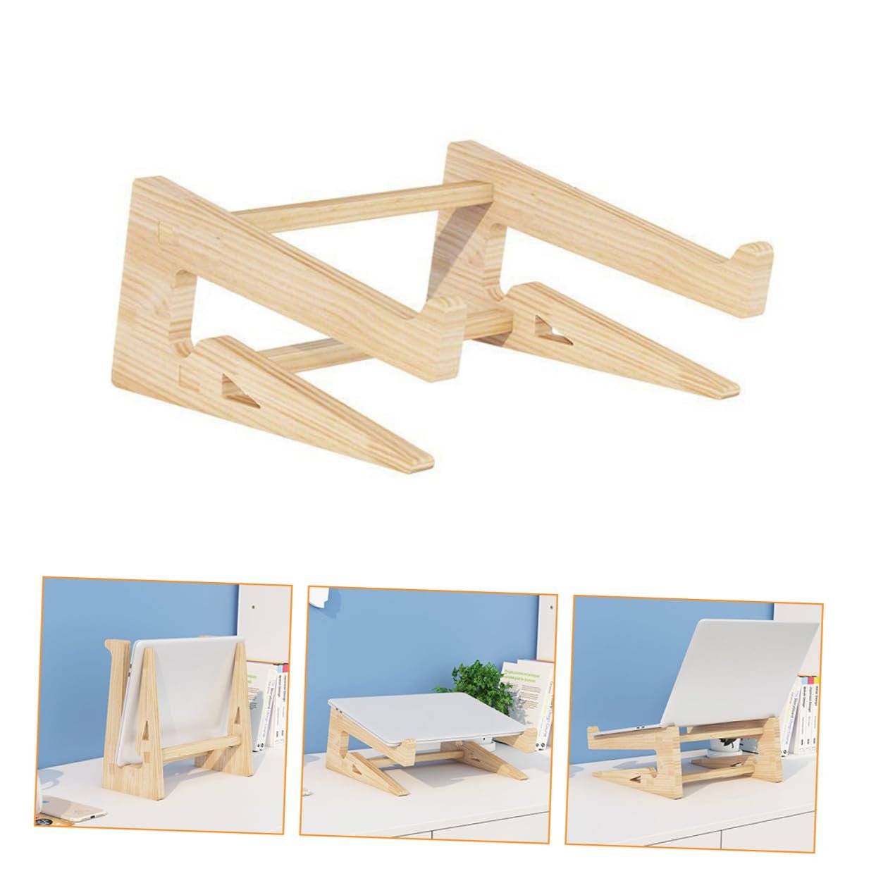 Подставка для ноутбука Эргономичная из массива дерева Прочная подставка для компьютера для ноутбуков Наклонная конструкция для лучшего обзора, фото №4