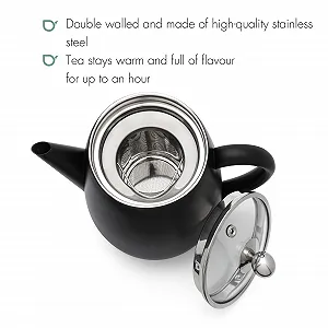 Чайник-заварник Bredemeijer Small Чорний двостінний з нержавіючої сталі 1,1 літра з фільтром для заварювання розсипного чаю synthetic.ua - Фото 1