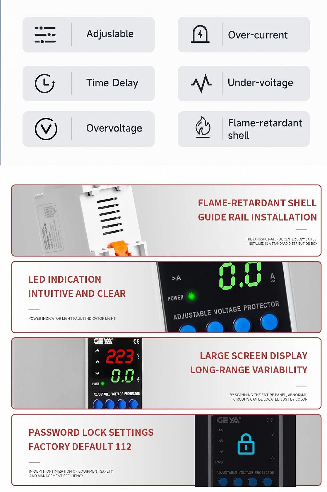 Реле контроля напряжения GEYA GPS6-VA5 2P 63A 220V с дисплеем, фото №10 Реле контроля напряжения GEYA GPS6-VA5 2P 63A 220V с дисплеем, фото №10