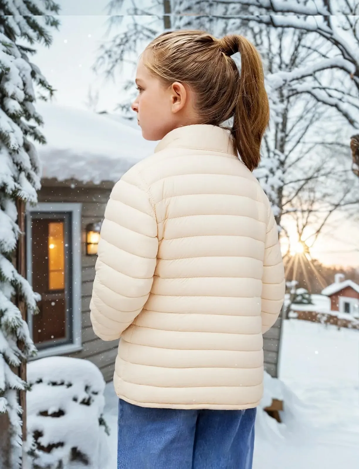 Куртка стьобана SEAUR для дівчат, легка водовідштовхувальна куртка-пуховик, фото №2