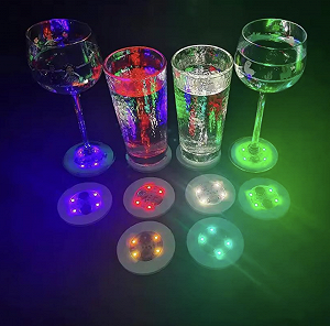 Підсклянка підставка під склянку кухоль келих пляшку Coasters самоклеючий діодний для бару та вечірок 1 шт світло Різнокольоровий synthetic.ua - Фото 1