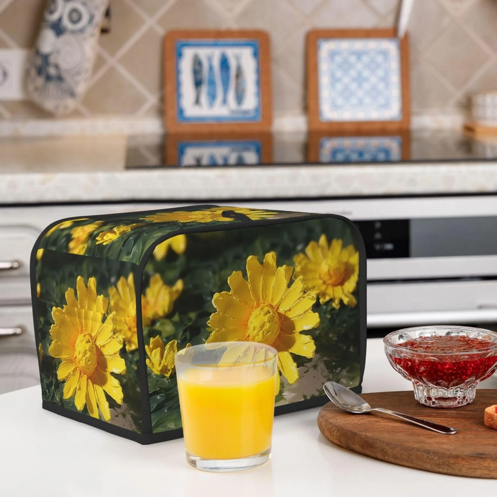 Чехол для тостера на 2 ломтика с двумя карманами для ножей Желтые цветы, фото №4 Чехол для тостера на 2 ломтика с двумя карманами для ножей Желтые цветы, фото №4