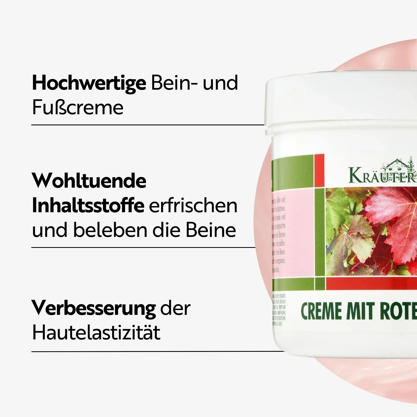 Крем для ног Kräuterhof Duo Set с экстрактом листьев красного винограда увлажняющий 2 x 250 мл, фото №2