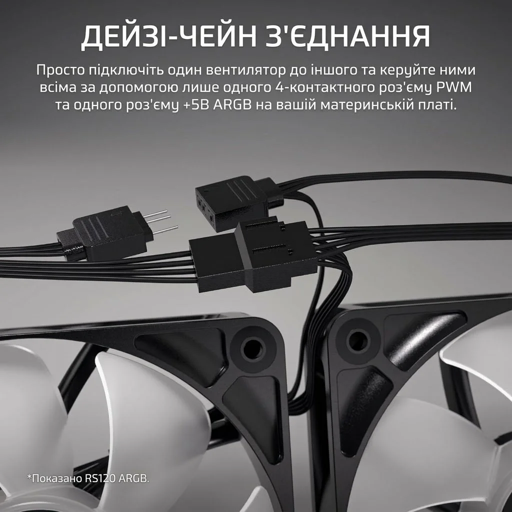 Вентилятор для корпуса Corsair RS120-R ARGB Reverse 3-Pack / 120 мм / 4-pin PWM / 3-pin ARGB / White, фото №7