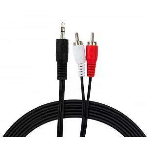 Кабель мультимедийный Jack 3.5mm male to 2xRCA 5.0m Vinga VCPDCJ35MRCA25BK - Фото 1