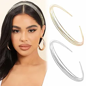 Набір з 2 багатошарових металевих обручів для жінок - Фото 1