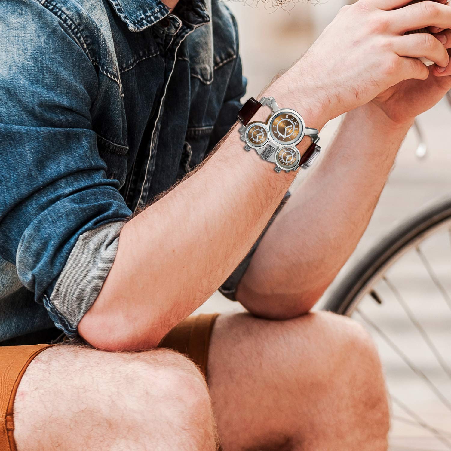 Часы Avaner Мужские Аналоговые Кварцевые С Нержавеющим Сетчатым Ремешком И Тройной Часовой Дисплей, фото №2